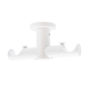 Supporto doppio bianco per bastone per tende, montaggio a soffitto.