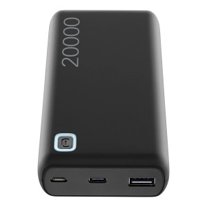 Power bank t.b.t. nera con 20000 mAh e porte USB.
