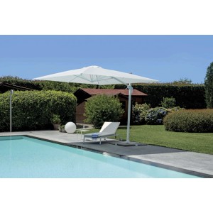 Ombrellone da giardino palo decentrato fusto bianco 3x4 m Bianco