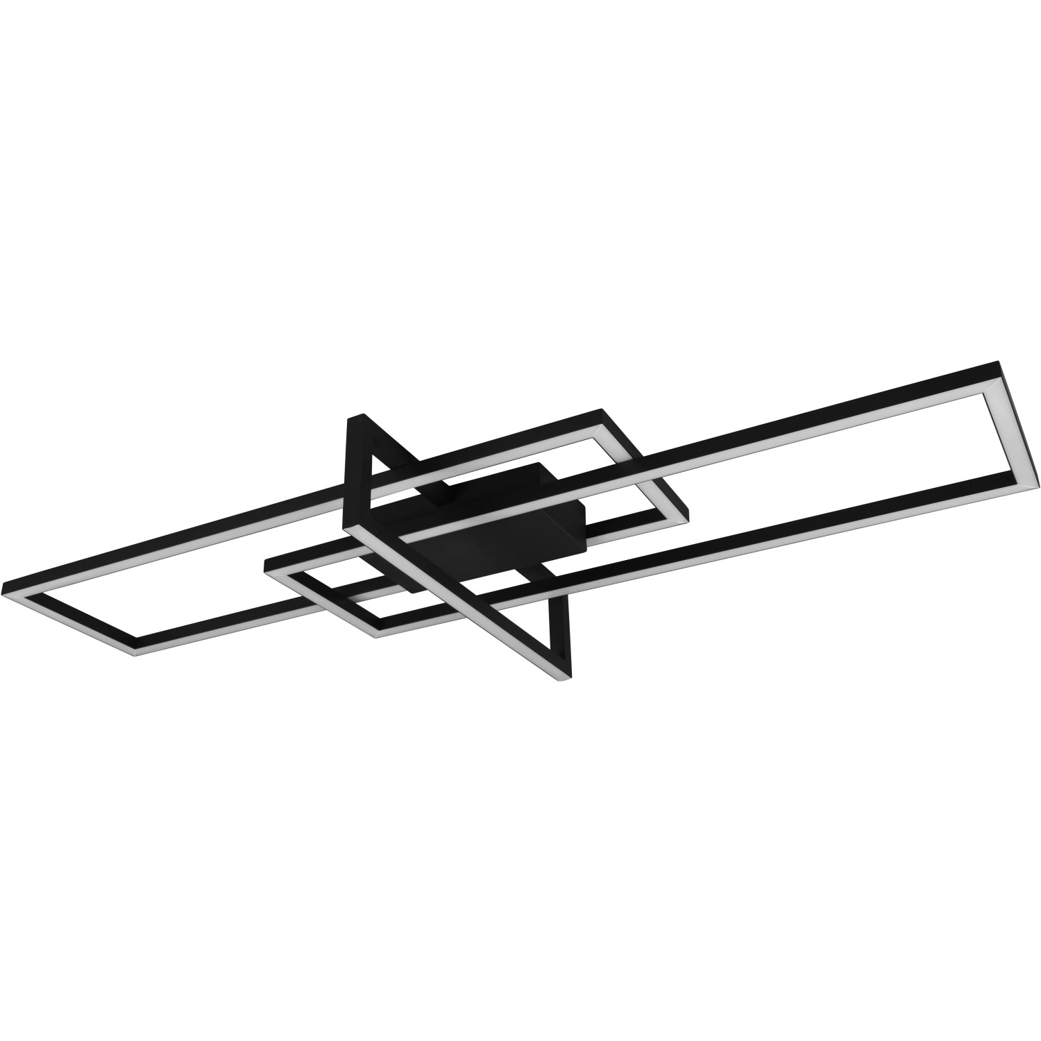 Plafoniera LED moderna e dimmerabile Salinas in nero opaco con design geometrico.