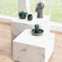 Set di 2 tavolini da salotto in legno Motrik effetto marmo bianco quadro h40 cm_3