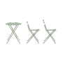 Set bistrot AUSTIN pieghevole verde con tavolo e due sedie.