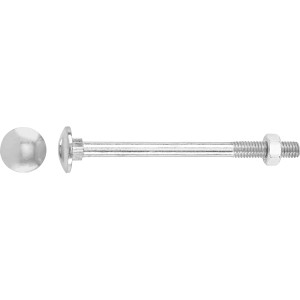 Bullone a testa tonda LUX zincato M6 x 60 mm con dadi, set da 12 per costruzioni pesanti.