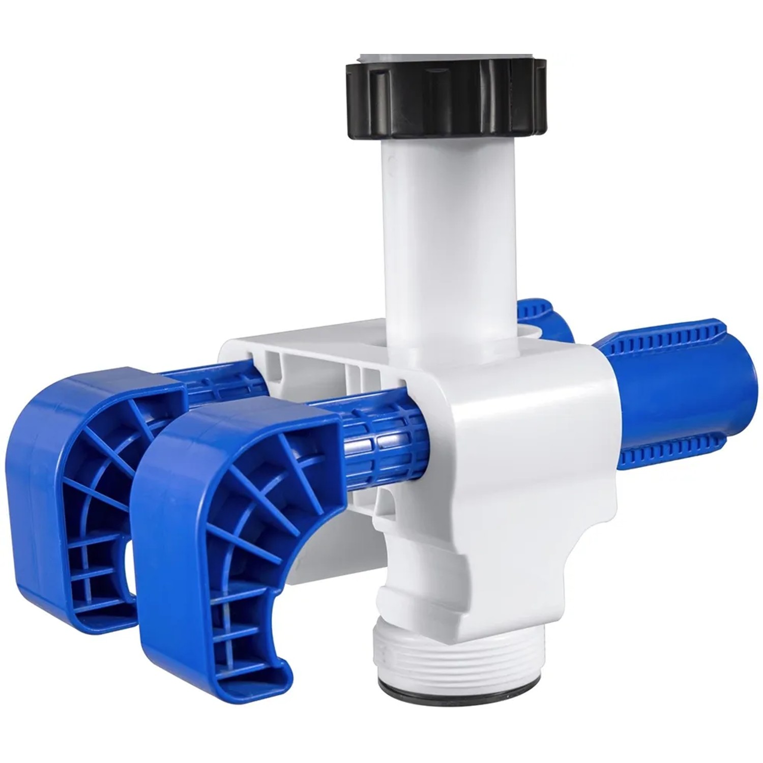 Cascata per piscina Flowclear con luce LED per piscine con telaio in acciaio, blu/bianca.