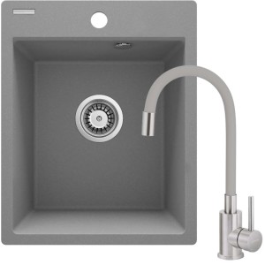 Lavello rubinetto 1 vasca Idrostile Bayamo 500x211 mm grigio metallizzato