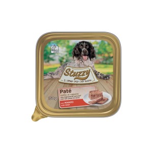 Stuzzy cibo umido per cani paté con manzo, lattina da 150g.
