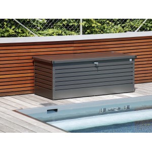 Box da esterno Biohort Gr. 200 grigio scuro in lamiera d'acciaio per giardino o terrazza.