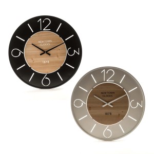 Orologio da parete in metallo e legno Ø60 cm assortito