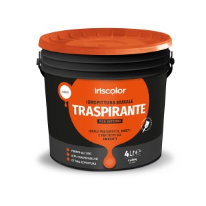 Secchio di pittura per interni bianca traspirante iricolor, 4 litri.