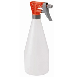 LUX Sprayer 1000 ml, spruzzatore per fiori con testina arancione e contenitore trasparente.
