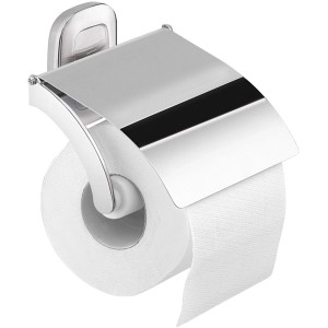 Porta carta igienica cromato con coperchio.