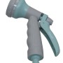 Pistola per irrigazione grigio-turchese con diversi modelli di spruzzo.