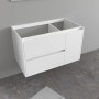 Mobile bagno sospeso bianco con due cassetti e un'anta.