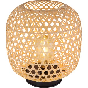 Lanterna solare decorativa con intreccio in bambù e luce bianca calda.