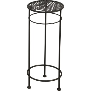 Portafiori nero con motivo a foglia di palma, Ø 20 cm, altezza 50 cm. Decorazione giardino.