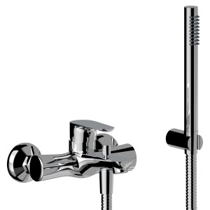 Miscelatore per vasca t.b.t. lucido con doccetta e supporto.