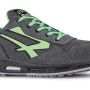 Scarpa da lavoro t.b.t. grigia con dettagli verdi per comfort e sicurezza.