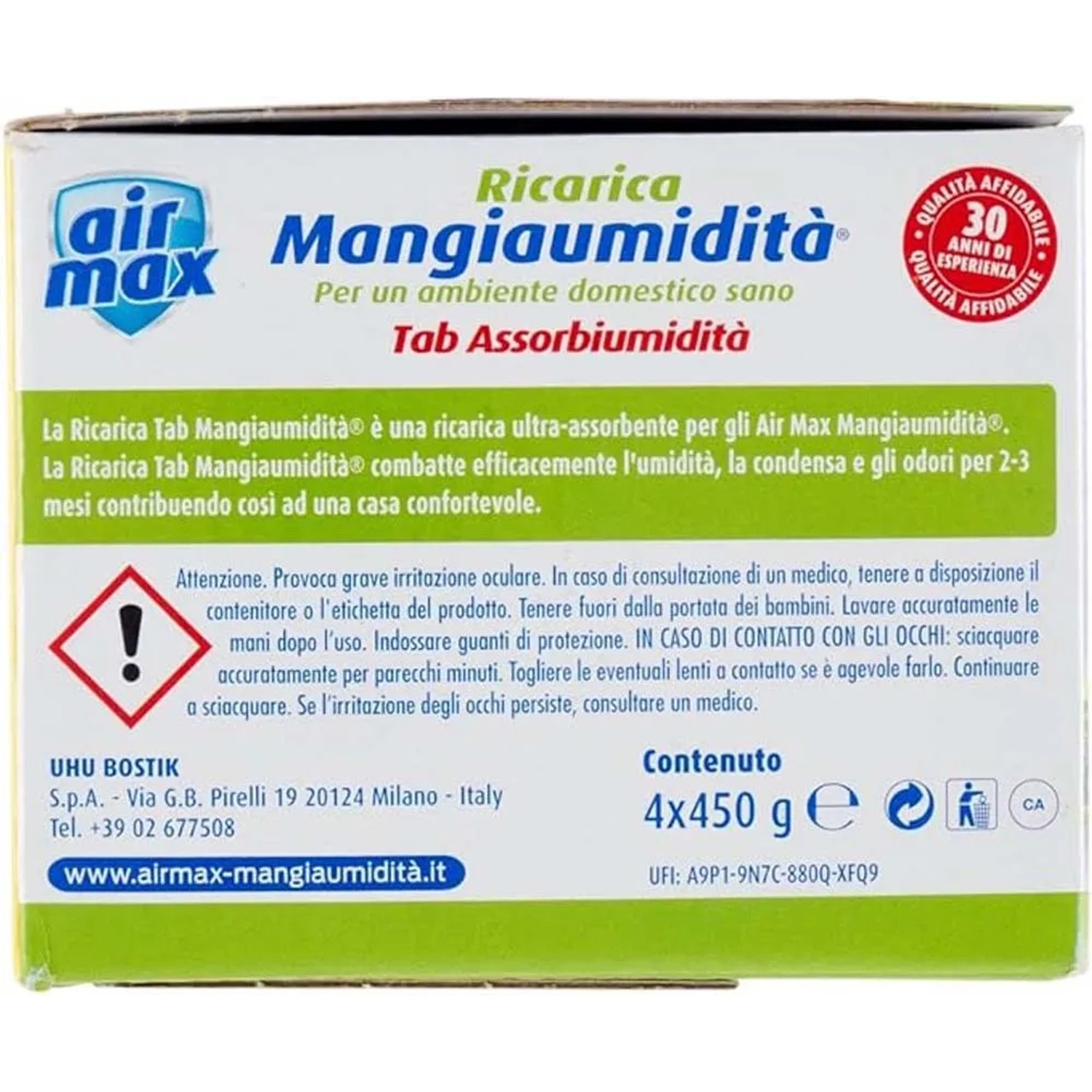 Ricarica Air Max Mangiaumidità, 4x450g, per il controllo dell'umidità in casa.