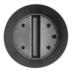 Vaso per piante rotondo Elho Greensense, 43 cm, grigio antracite, vista interna con sistema di irrigazione.