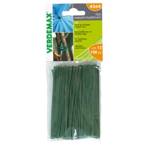 Legacci plastificati verdi con anima in metallo, 100 pezzi, per giardino e piante.