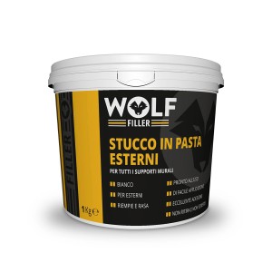 Secchio di stucco in pasta per esterni Wolf Filler, bianco, 1 kg.