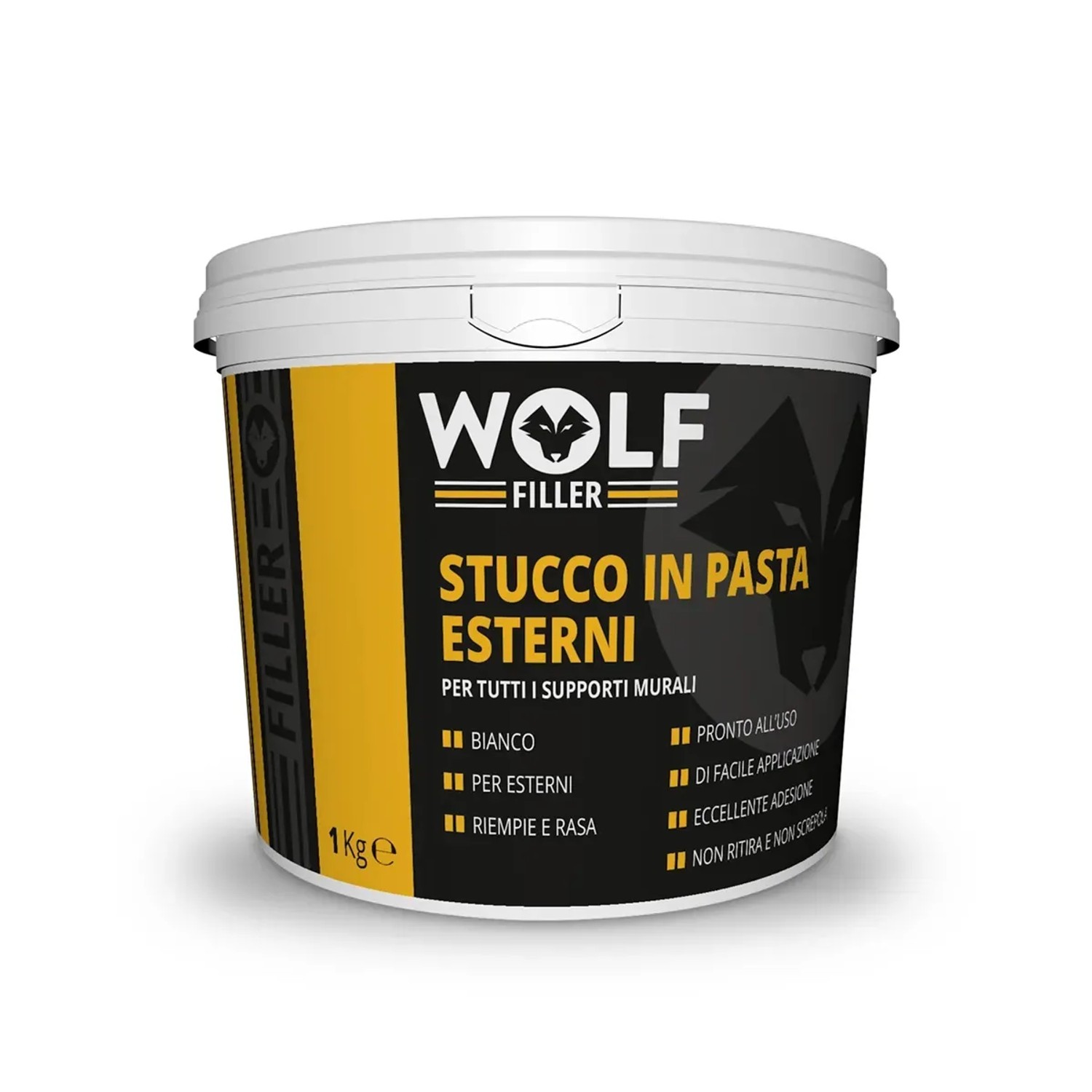 Secchio di stucco in pasta per esterni Wolf Filler, bianco, 1 kg.