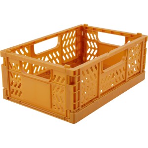 Cesta pieghevole color ocra in plastica, parte del set Safari Adventure da 3 pezzi.