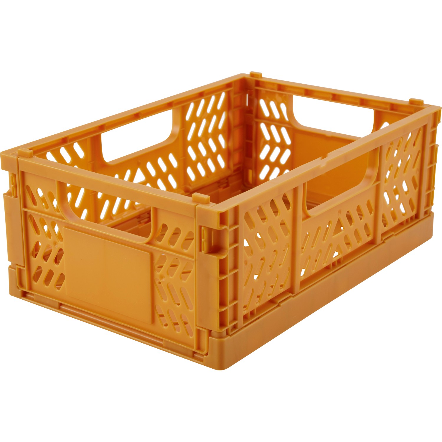 Cesta pieghevole color ocra in plastica, parte del set Safari Adventure da 3 pezzi.