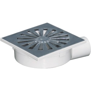 Corpo di scarico quadrato con filtro in acciaio inox per docce e bagni.