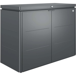 Biohort HighBoard 160 box da giardino in grigio scuro metallizzato, ideale come box per cuscini o per riporre oggetti.