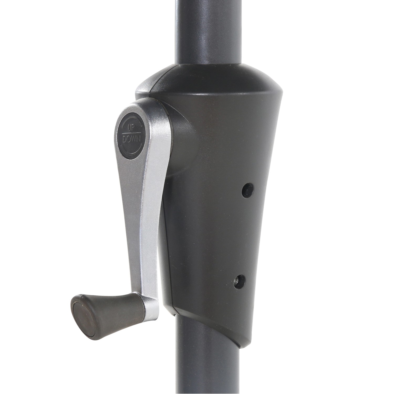 Dettaglio del meccanismo a manovella dell'ombrellone beige Honolulu.