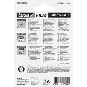 Tesa Film, strappabile a mano, 25m x 19mm, nastro adesivo trasparente.