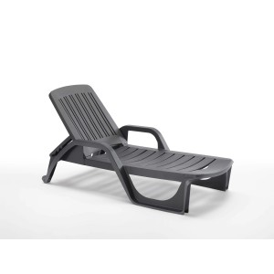 Lettino prendisole t.b.t. grigio in plastica per giardino e terrazza.