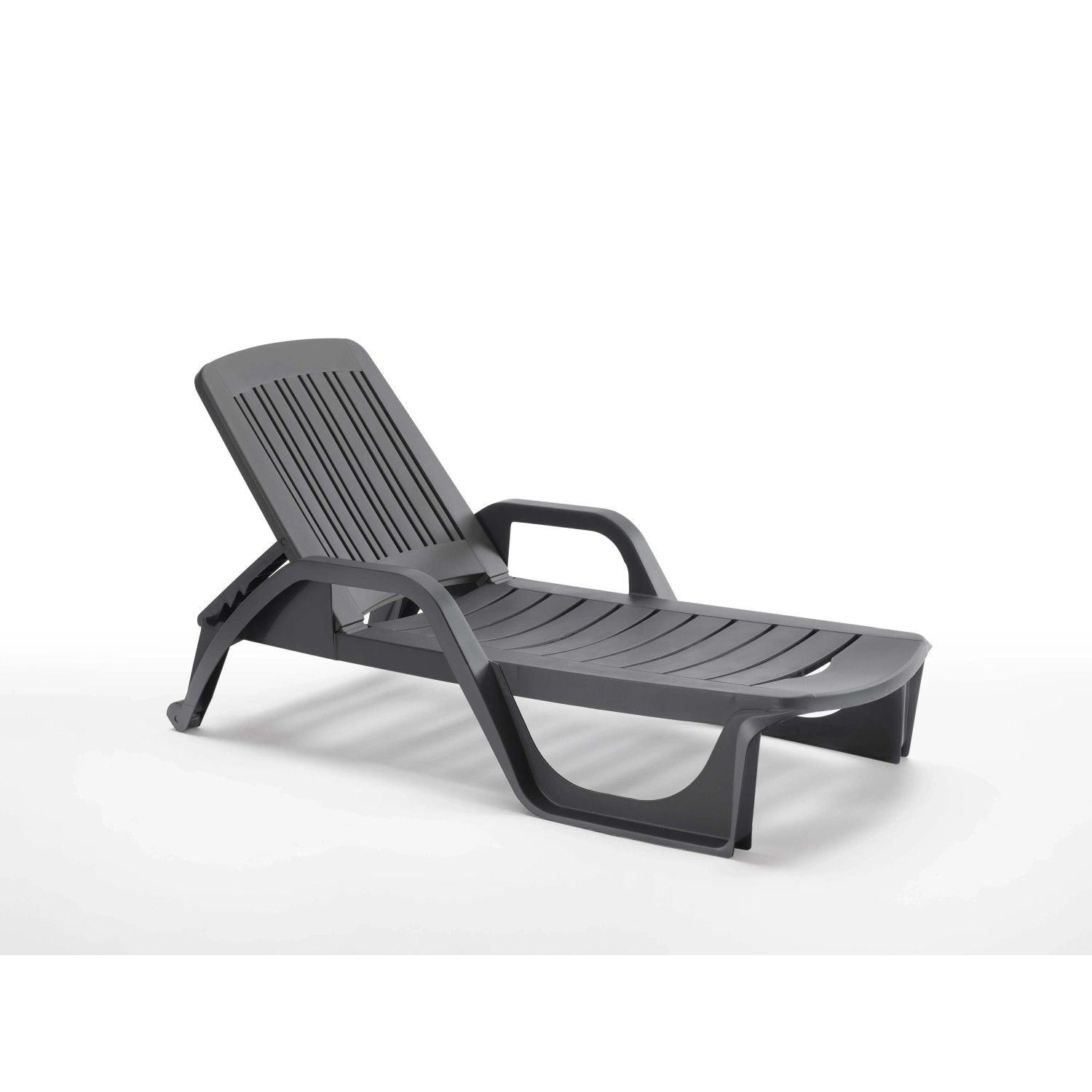 Lettino prendisole t.b.t. grigio in plastica per giardino e terrazza.