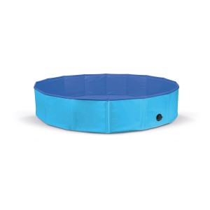 Piscina per cani t.b.t. blu pieghevole per giardino o terrazzo.