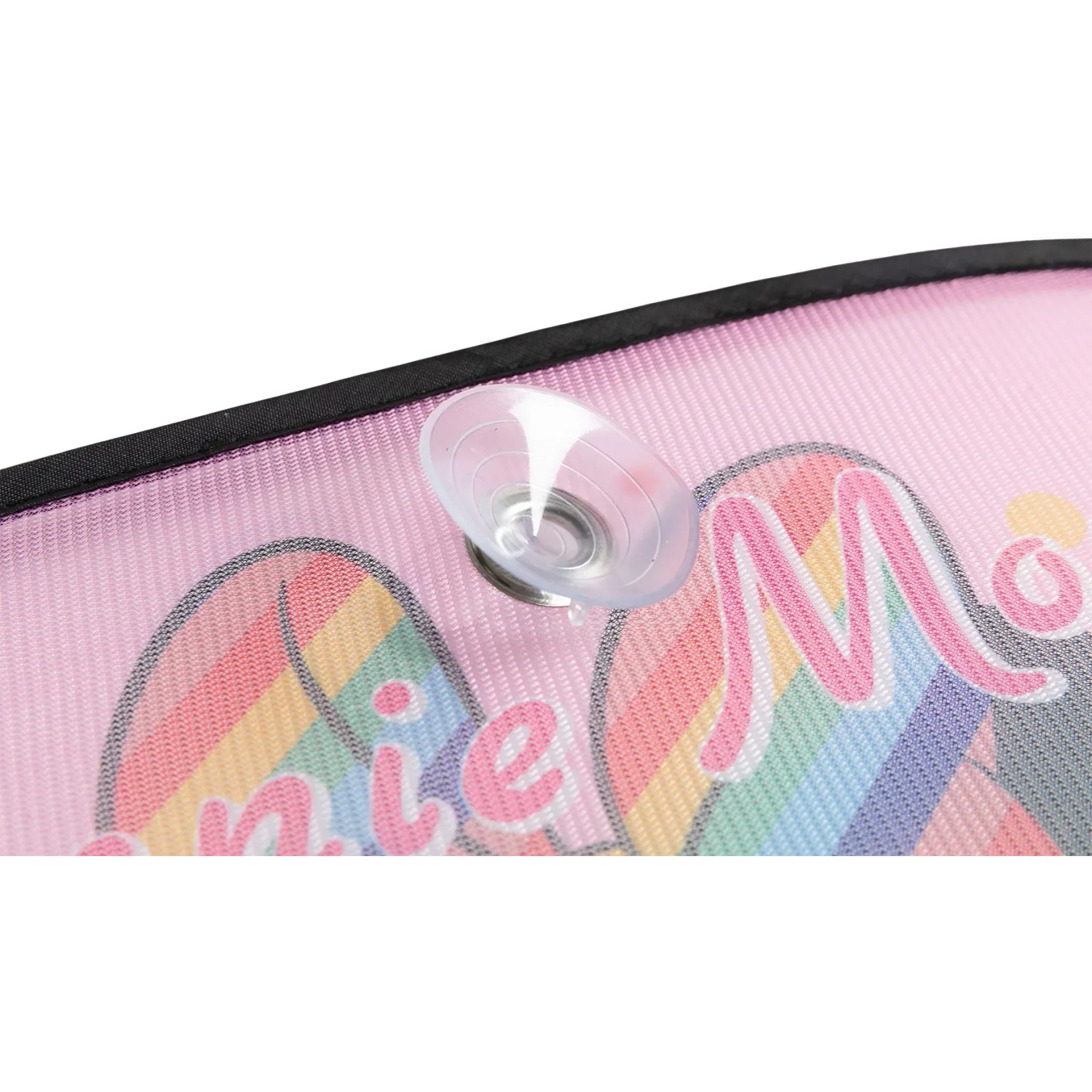 Parasole auto t.b.t. con ventosa, rosa con motivo arcobaleno.