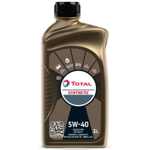 Olio motore Total Synthetic 5W-40, flacone da 1 litro per autovetture. Olio per motori.