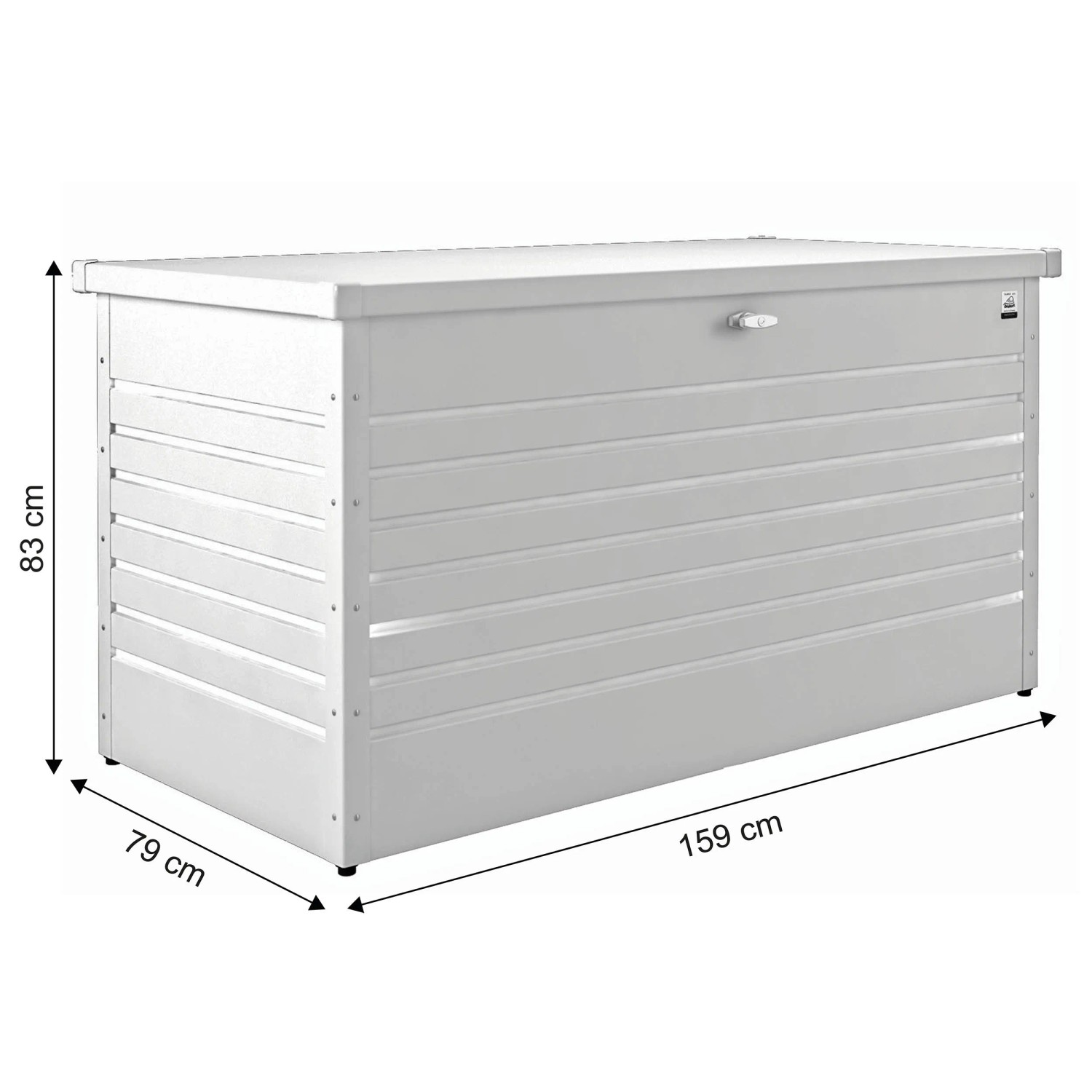 Box da giardino Biohort Freizeitbox 160 High bianca (83x159x79cm) per riporre gli utensili.