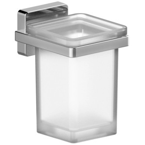 t.b.t. Supporto a parete con contenitore in vetro smerigliato per accessori bagno.