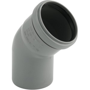 Curva HT Marley 45 gradi DN 90 in polipropilene grigio per tubi di scarico.