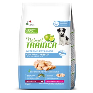 Natural Trainer cibo secco per cani, Medium Puppy & Junior con pollo, 3kg.