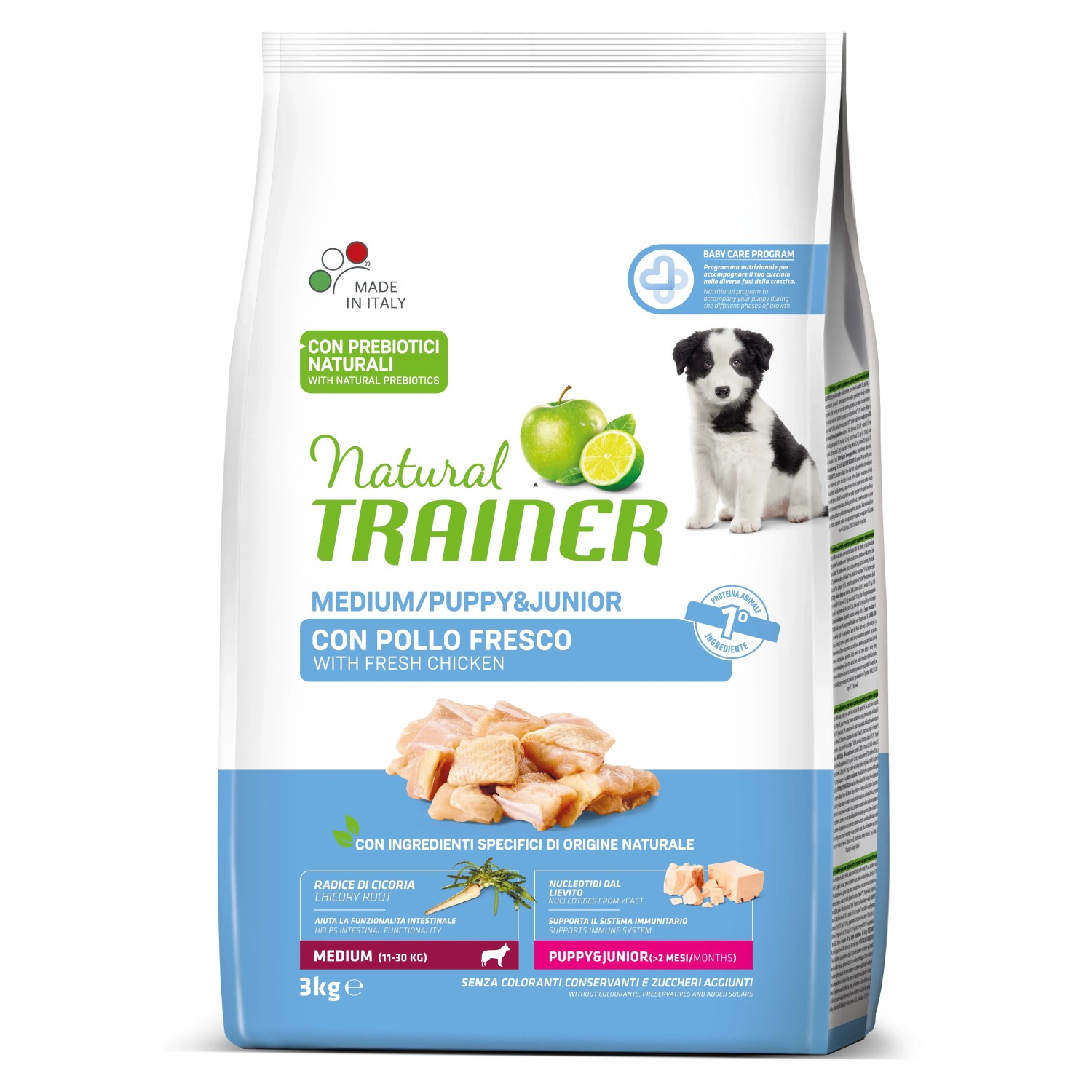 Natural Trainer cibo secco per cani, Medium Puppy & Junior con pollo, 3kg.