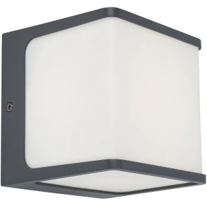 Lutec LED lampada da parete per esterni Doblo piccola, grigio antracite, lampada da esterno cubica per luce bianca calda.