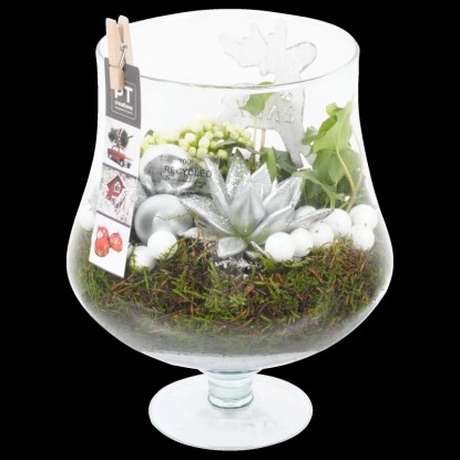 Composizione invernale bronzo in vaso di vetro Ø ca. 14 cm