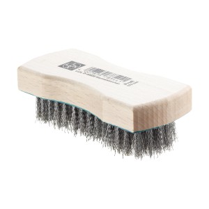 Spazzola a mano LUX con manico in legno e 5 file di filo d'acciaio per legno e metallo.