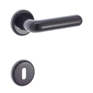 Set maniglia per porta nera per interni.