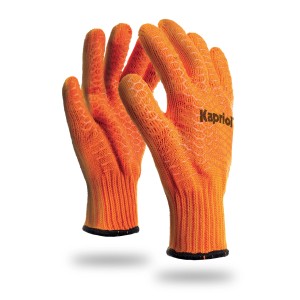 Guanti da lavoro arancioni t.b.t. con palmo antiscivolo.