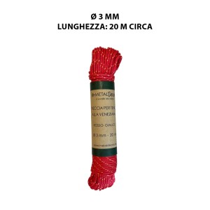 Corda rossa, diametro 3 mm, lunghezza 20 m, per tende da sole e veneziane.