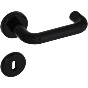 Set maniglia per porta nera per interni.