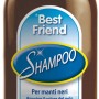 Flacone di shampoo per cani per manti scuri. Nutriente e ravviva il colore.
